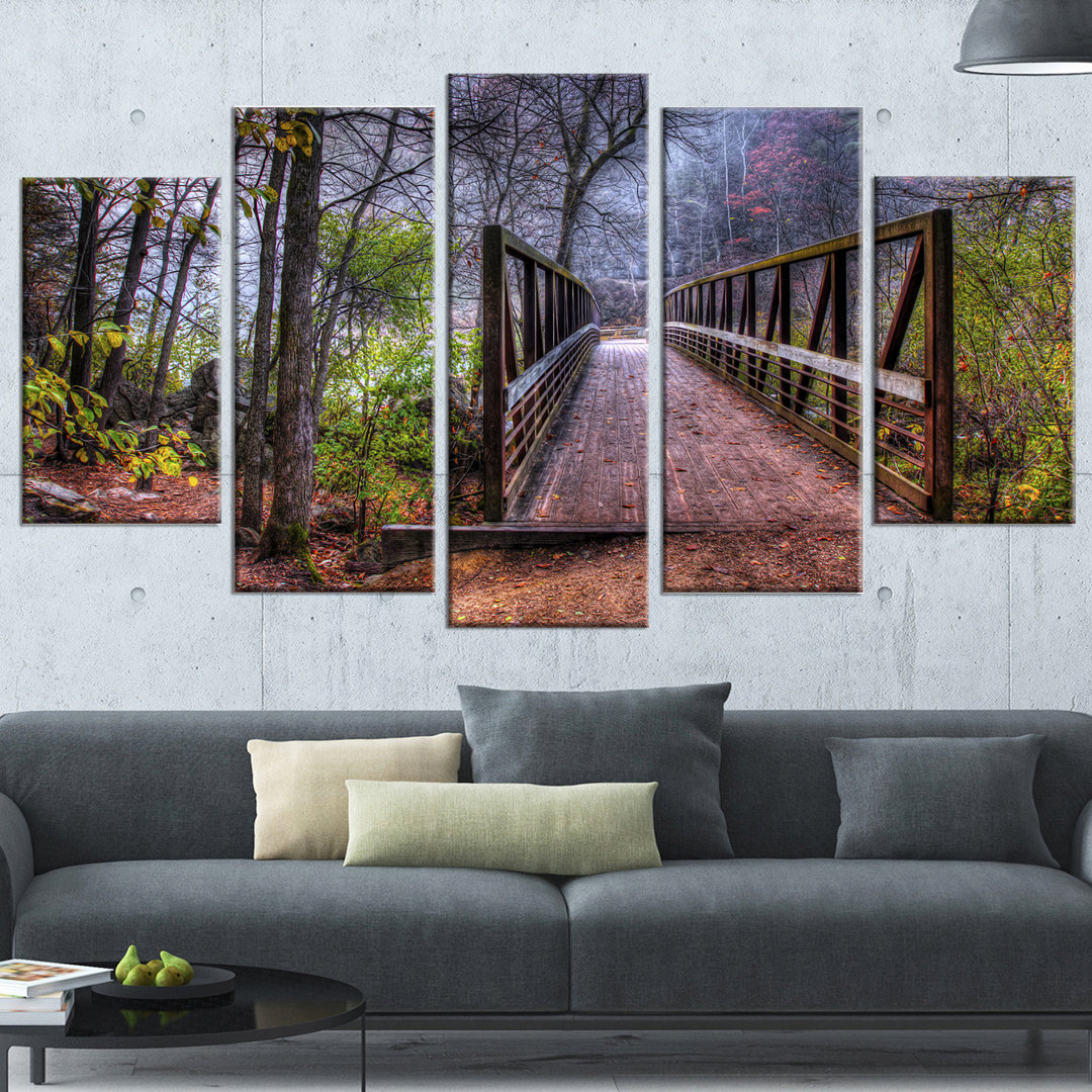 " Beautiful Bridge Over Creek " 5 - Pieces Design Art