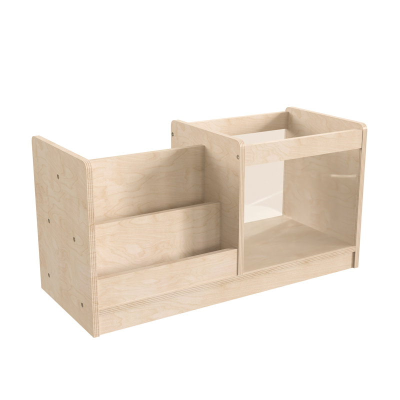 Birch Plywood Kids Book Display with Clear Storage Bin