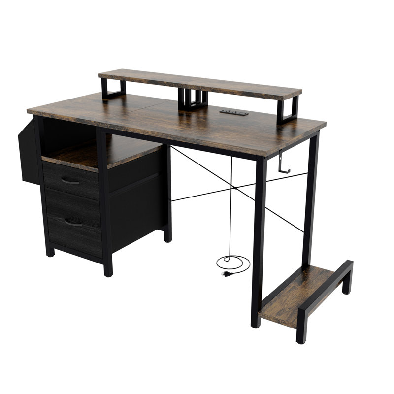 Bureau d'ordinateur avec tiroir et prises de courant (sans les chaises de bureau)