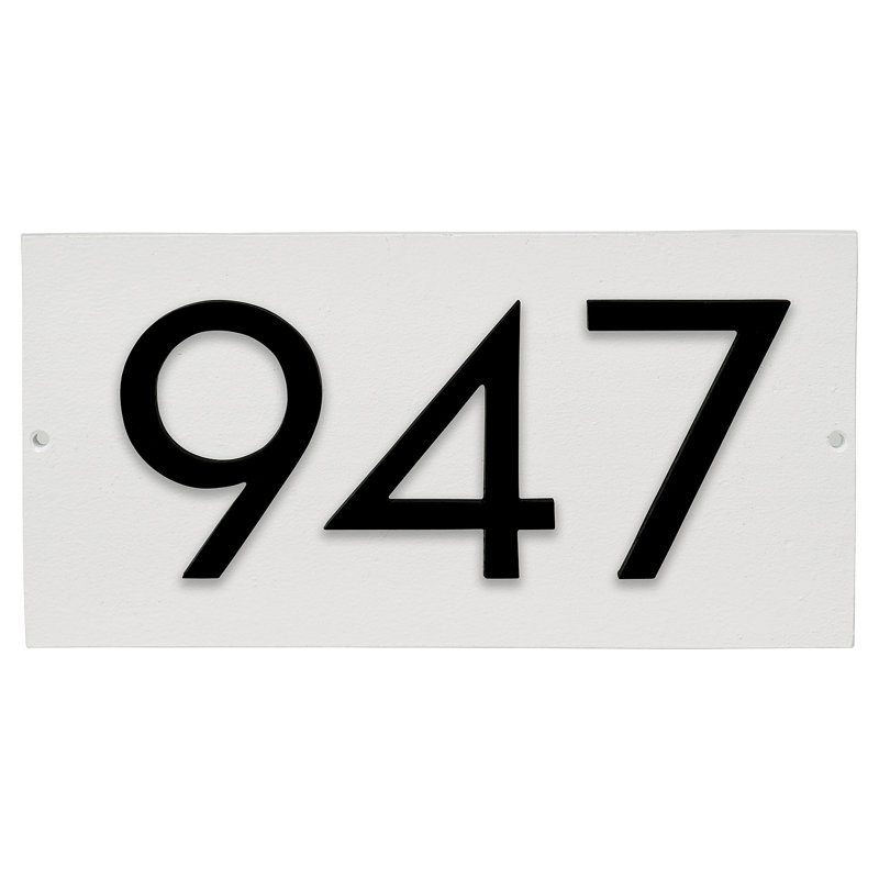 Floating 1-Line Wall Address Plaque, Yes, White, Black