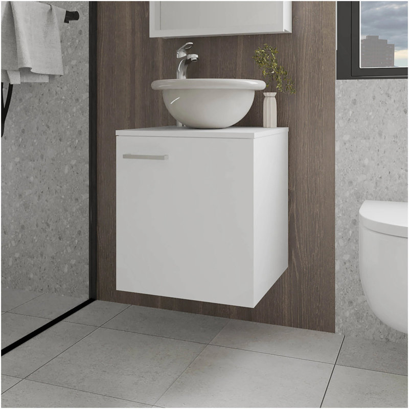 Meuble-lavabo blanc avec lavabo intégré, Blanc