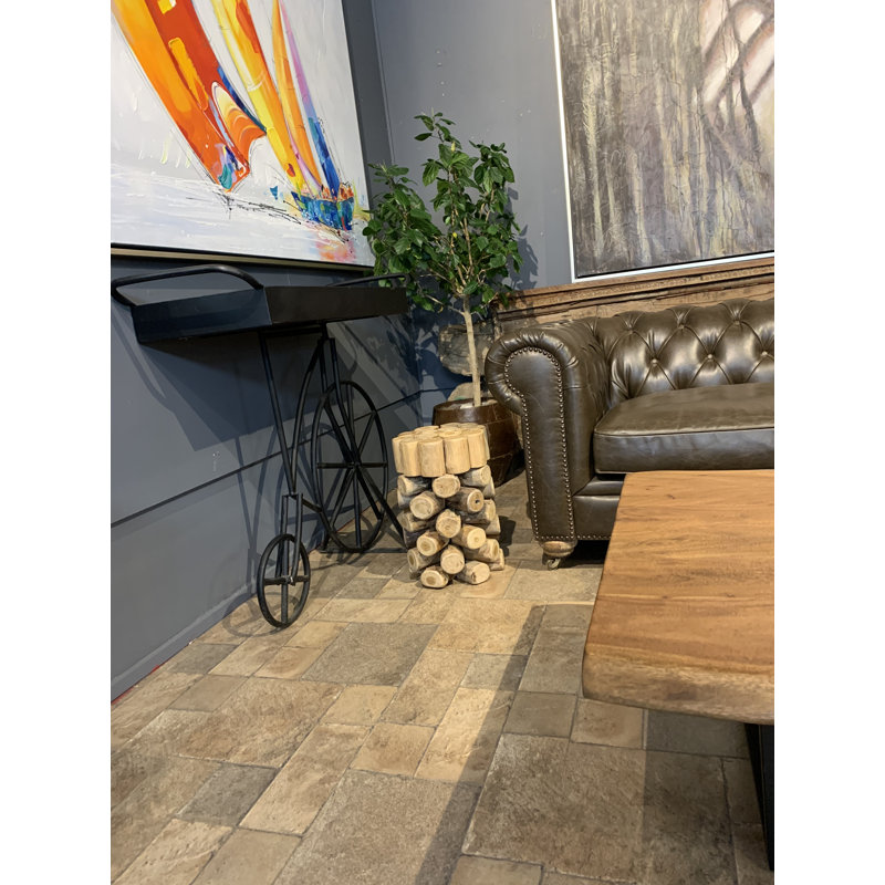 Table de bout en blocs de bois massif Ferro