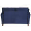 Velours bleu avec dossier, bois massif, structure en bois de conception moderne, coussin à fermeture à glissière, évasé