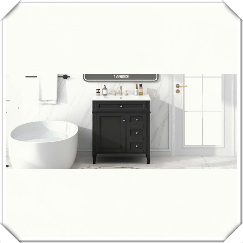 Meuble-lavabo moderne simple avec tiroirs supérieurs, Noir