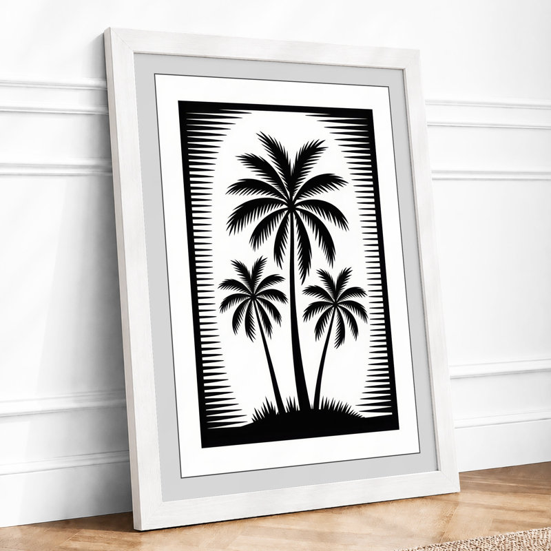 Three Palms Tropical - Print, A1 - 84.1 x 59.4 cm, White