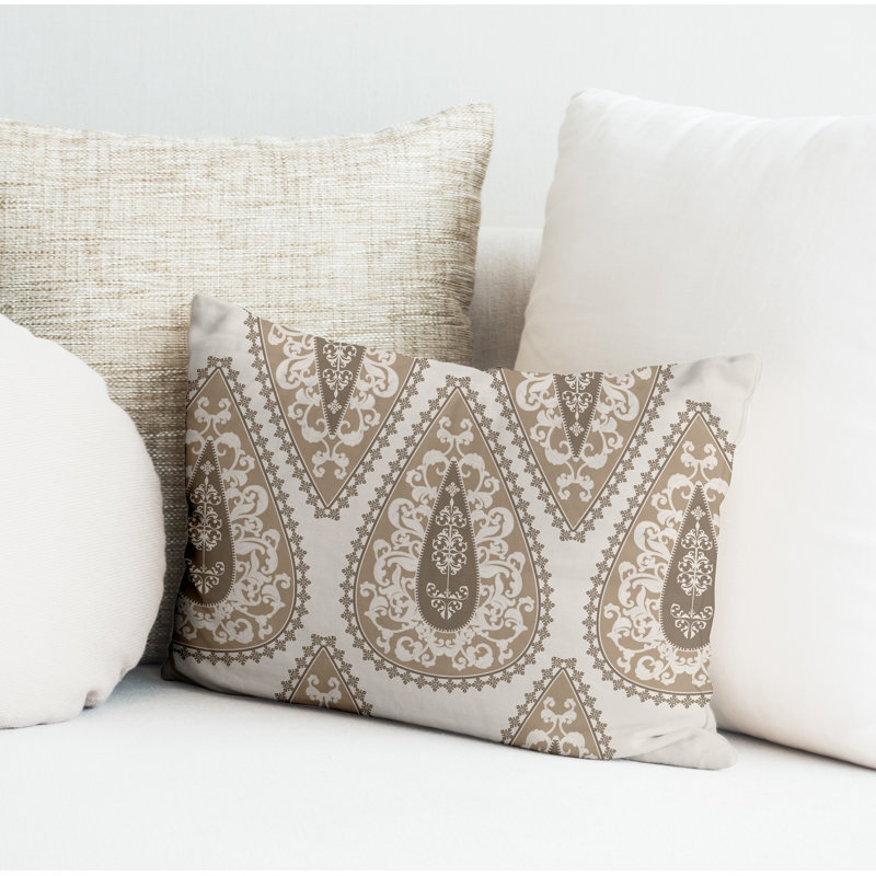 Polyester / Mélange de polyester Housse de coussin rectangulaire intérieure / extérieure lombaire et insert, Beige