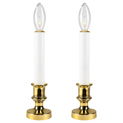White and Gold Christmas Candle Lamps 9"