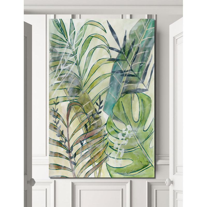 « layers palms i »-impression sur toile, H 48 po x l 32 po x P 1,5 po, Toile tendue