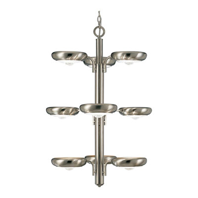 Amary 9-Light Indoor Brushed Nickel Chandelier with White Frosted Glass (Clear Center Star) Covers
