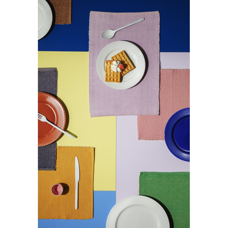Rhombe Color Cotton Herringbone Rectangle Placemat, Brown