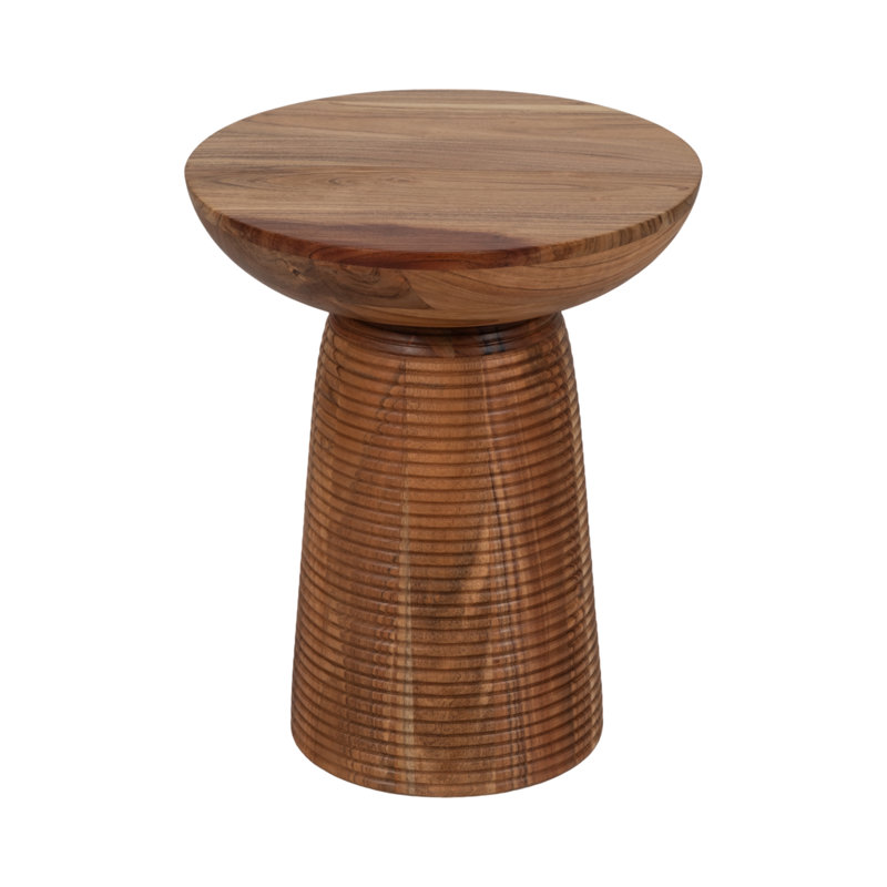 Ferruccio Accent Table Wood Ribbed Base Casual Style for Living Room Bedroom Office - 20" Brown