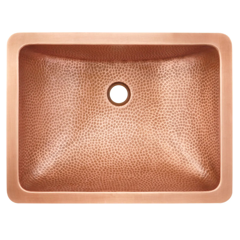 Évier encastré rectangulaire en cuivre martelé 20 po