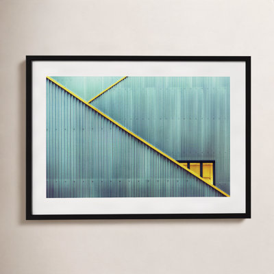 Stairs and Yellow Door - Picture Frame Painting Print on Paper