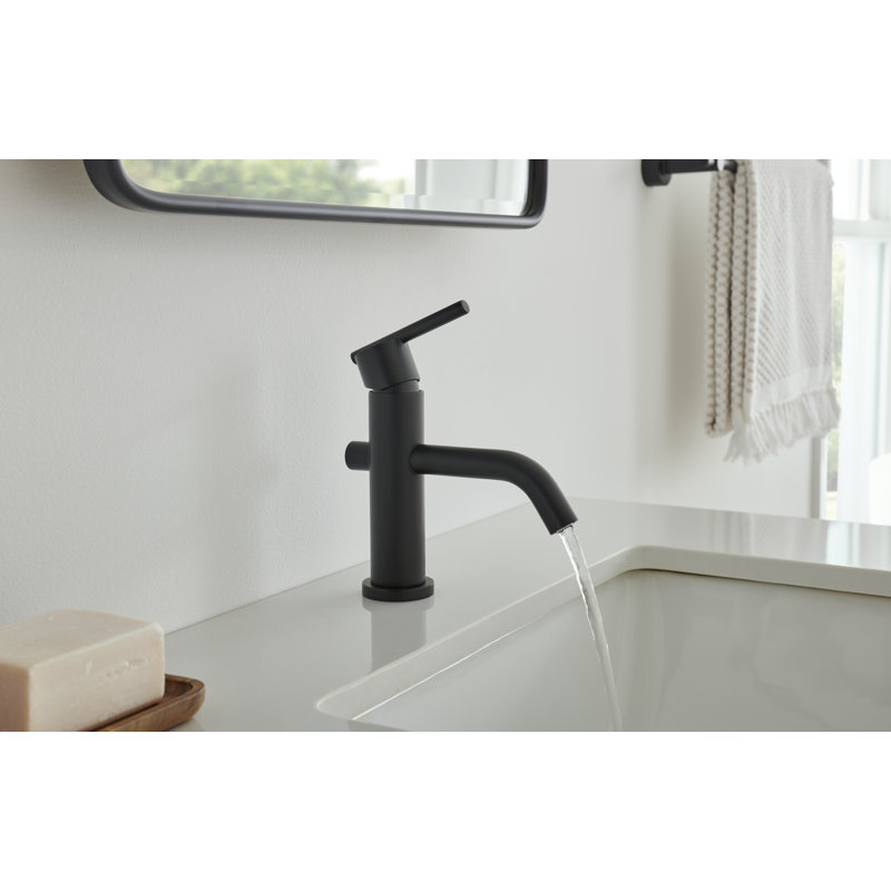 Robinet de salle de bain monotrou avec drain Parma, Noir satiné