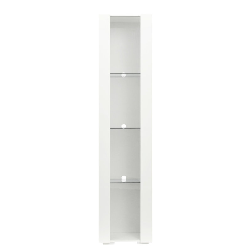 Armoire latérale blanche Allenport avec panneau de particules 15 mm et lampe standard américaine, l 40 x 29 x H 170 cm, bande de rangement moderne en aluminium blanc, panneau de particules, unité polyvalente