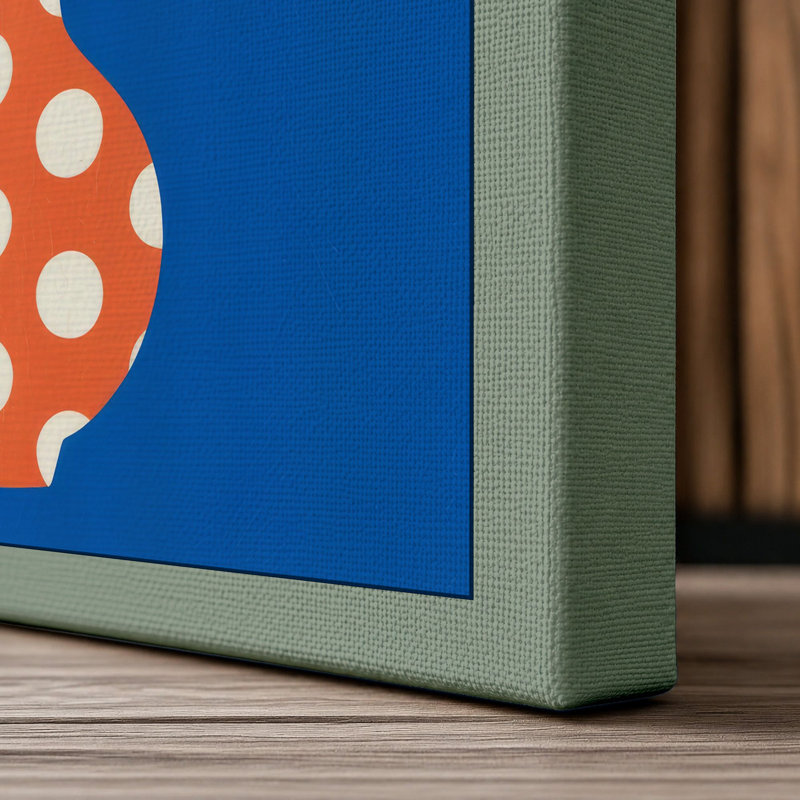 Polka Dotted Blooms Mid-Century 1 Piece Wrapped Canvas Wall Art, 36x24 - 91.4 x 61.0 cm, Sage Border