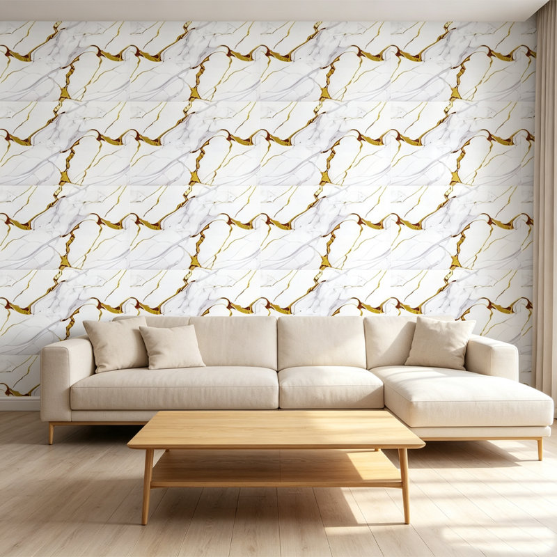1 Roll Marble Tile Stickers 300cm x 60cm, Self Adhesive Wallpaper, Peel and Stick Wall Moulding Panels, for Kitchen Home Decor, Countertop Furniture, Easy to Remove