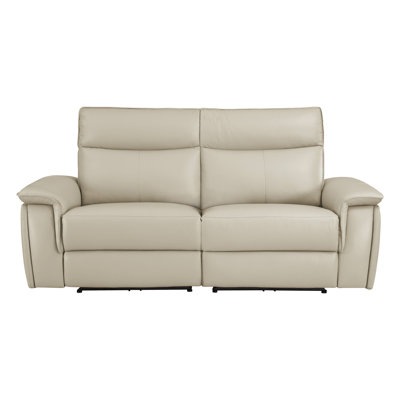 Enjolie 80" Modern & Contemporary Top Grain Leather Power Reclining Loveseat with Dual Power Reclining and Headrests, Integrated USB Charging Ports