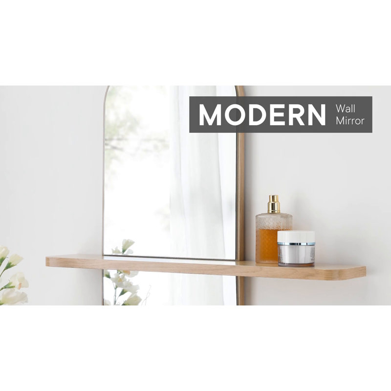 Solstice Walnut Rectangular Mirror with Shelf