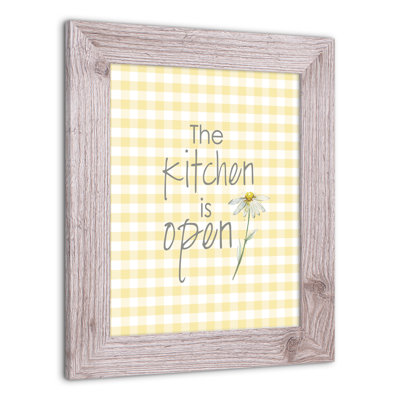 «Kitchen Is Open», reproduction encadrée