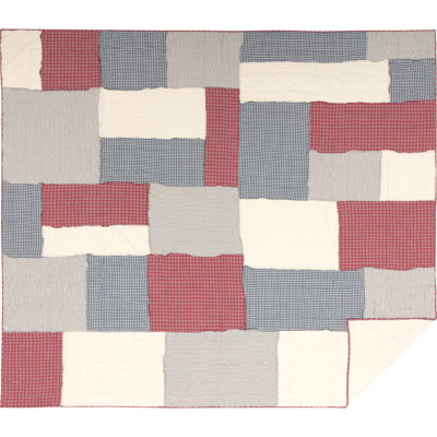 Courtepointe réversible Hatteras Americana - rouge / coton blanc / bleu denim