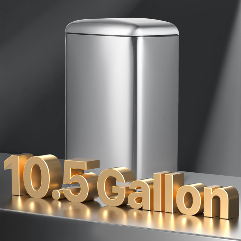 Silver 40L Stainless Steel Rectangular Step Trash Can