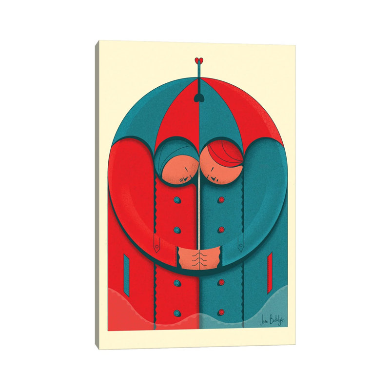 Couple In The Rain by John Battalgazi - Wrapped Canvas Print, 20.32 cm H x 30.48 cm W