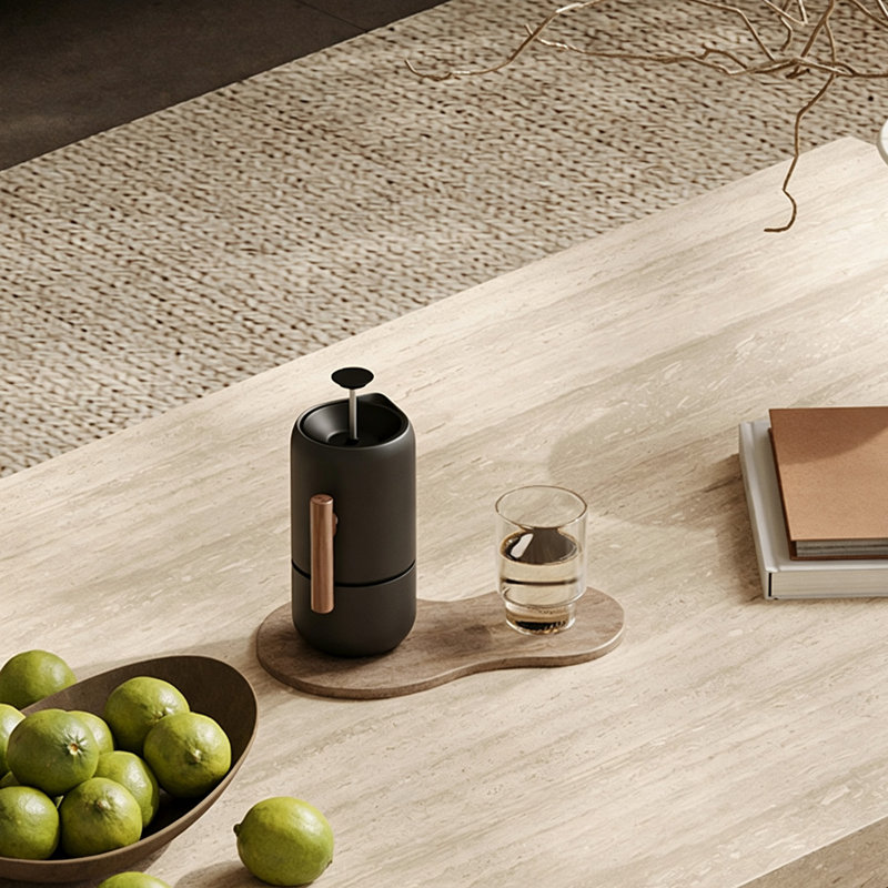 Table basse rectangulaire avec rangement en ardoise pour le salon, 14.96" H x 51.18" W x 27.55" D, Beige / Noir