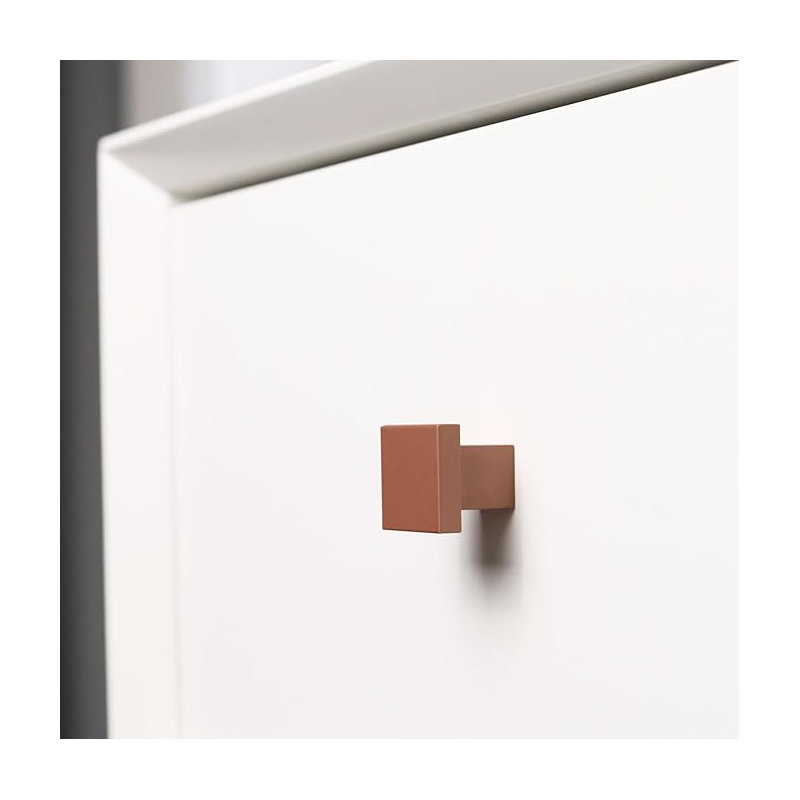 ROUS Hardware Art Deco Square Knob, Copper (Brown)