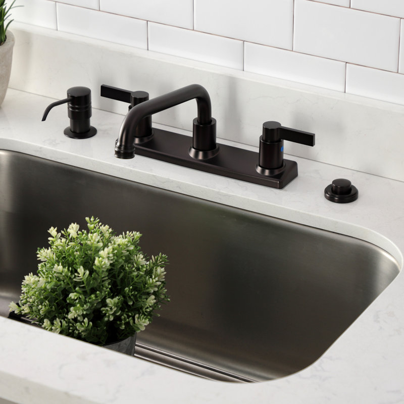 Kingston Brass NuvoFusion Two-Handle 2-Hole 8" Centerset Kitchen Faucet, Oil Rubbed Bronze