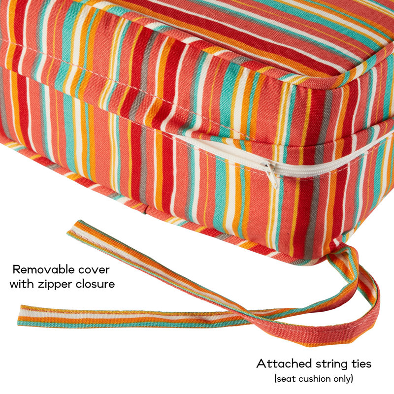 Outdoor 2-Piece Deep Seat Cushion Set, Watermelon Stripe