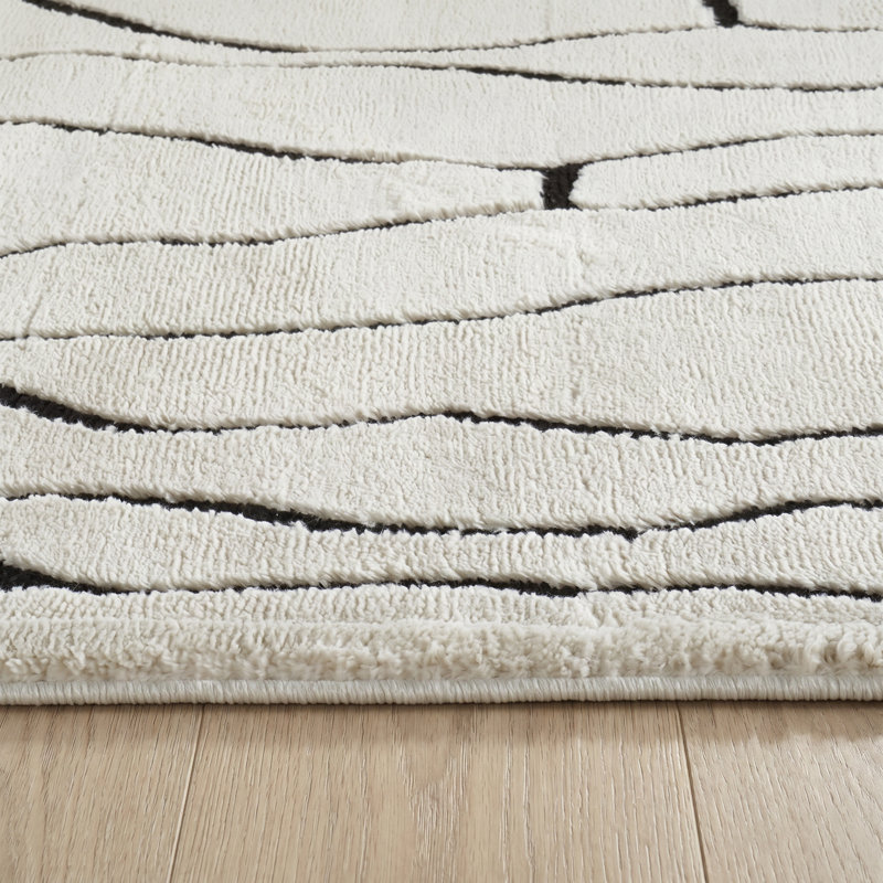 Tapis d'intérieur crème abstrait à motif de branches Tapis Alinda, Rectangle 6 pi 8 po x 9 pi 7 po