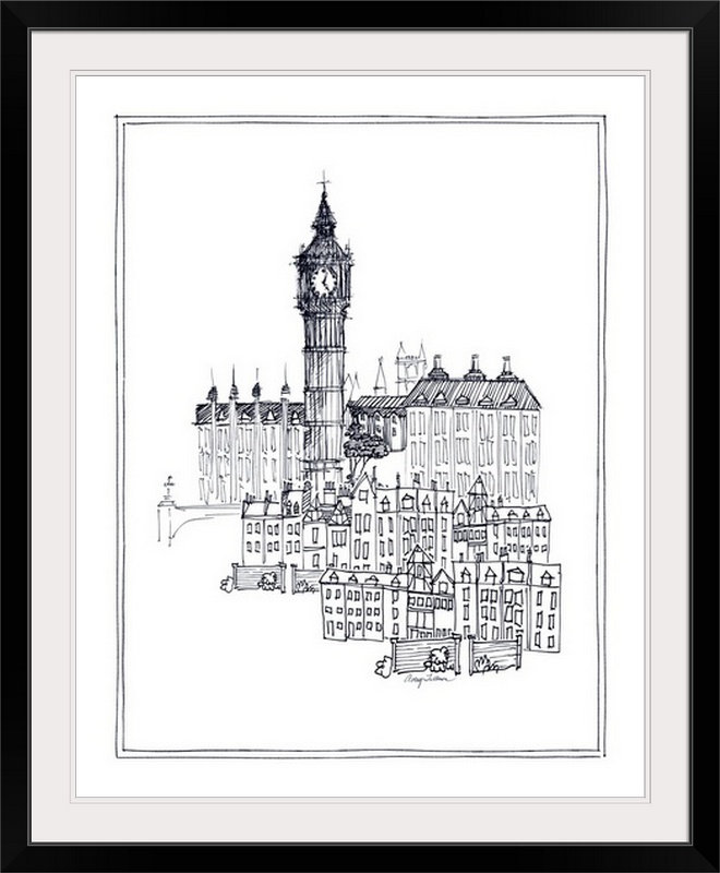 Kiralynn " Big Ben " Print, 32" H x 27" W x 1" D, Black Framed