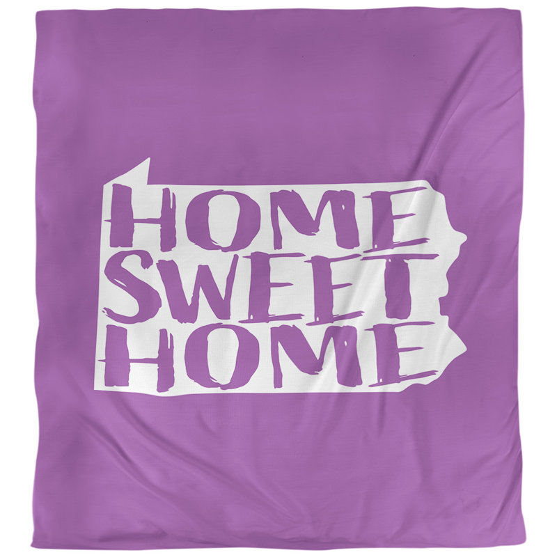 Housse de couette simple réversible Home Sweet Pennsylvania, Microfibre, Housse de couette pour très grand lit, Violet