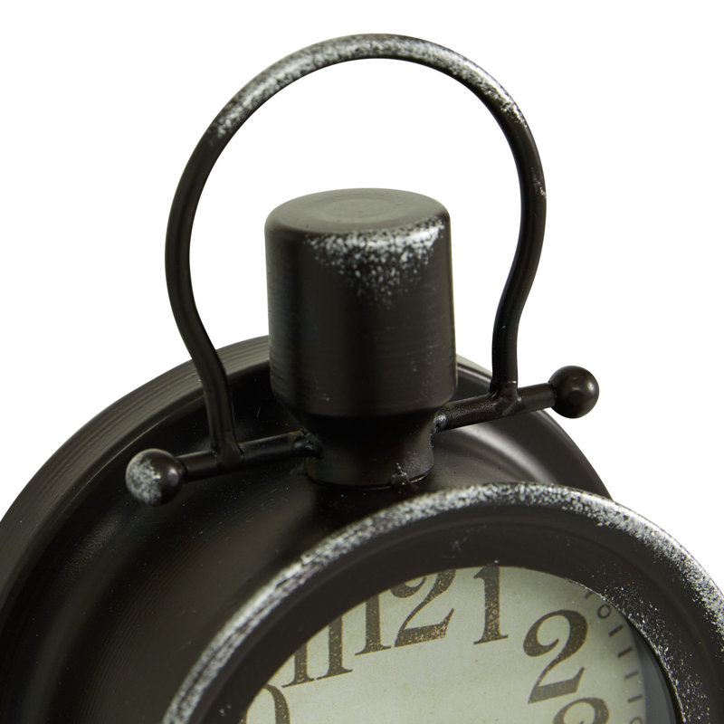Analog Metal Mechanical Tabletop Clock in Black