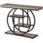 Console industrielle avec structure circulaire en métal et 4 tablettes de rangement