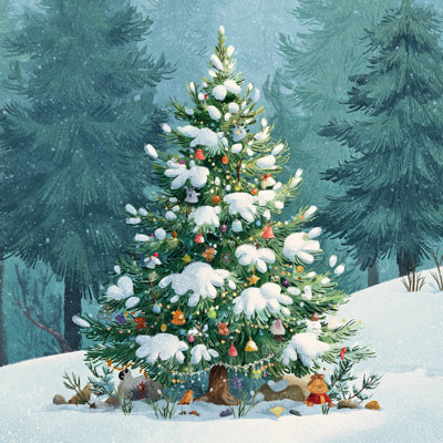 «Snowy Evergreen», art mural sur toile tendue