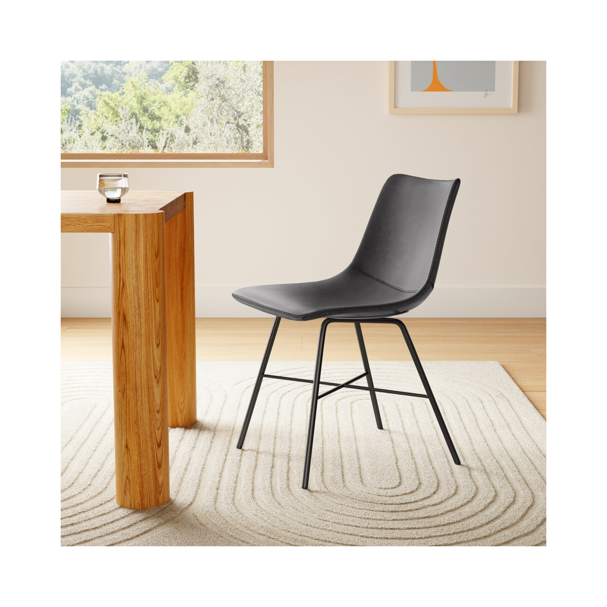 Bela Leather Dining Chair, Gray Faux Leather