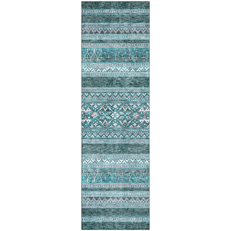 Premium Machine Washable Prisco Teal Rug