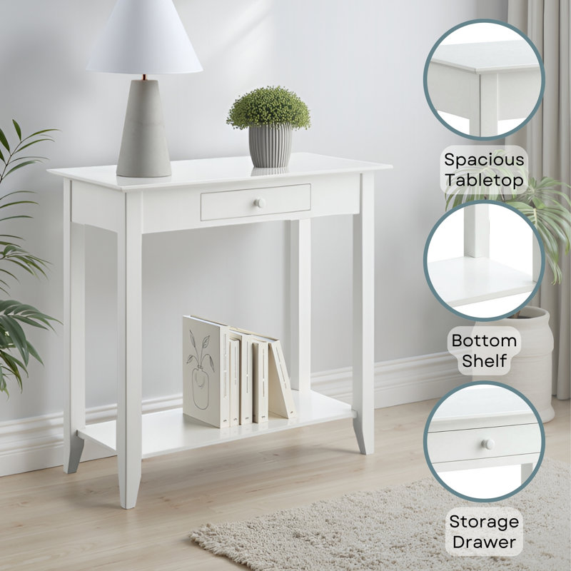 Carbin 31.5'' Console Table, White, 30" H x 31.5" W x 14" D