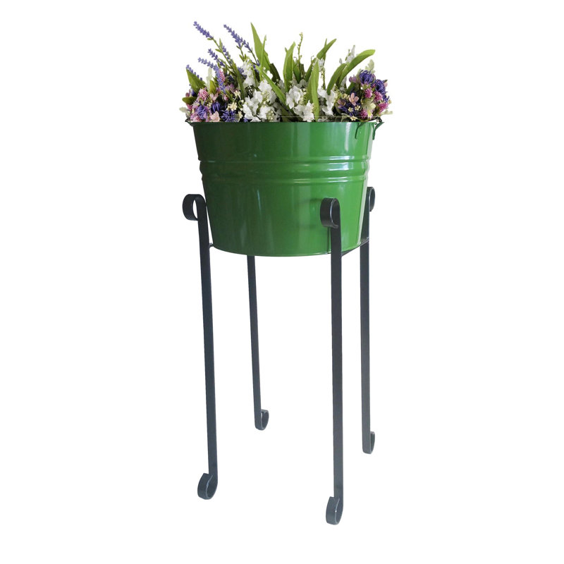Bendt Handmade Metal Elevated Planter, Sage