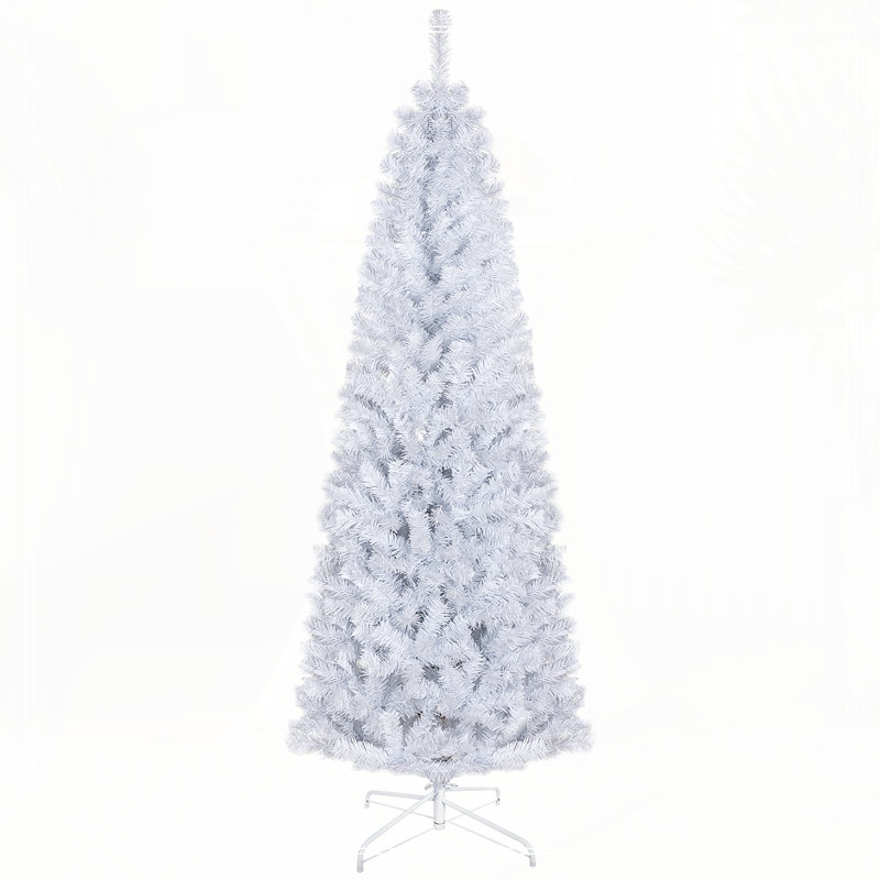 Sapin de Noël artificiel non éclairé de 6 pi avec des branches réalistes, H 5,9 pi, Blanc