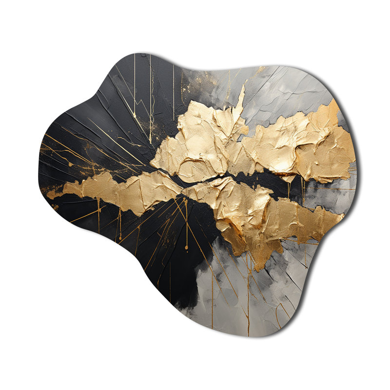 «Black and Gold Abstract Meditation I - Cloud Abstract», art mural en métal, reproduction de sculpture murale asymétrique