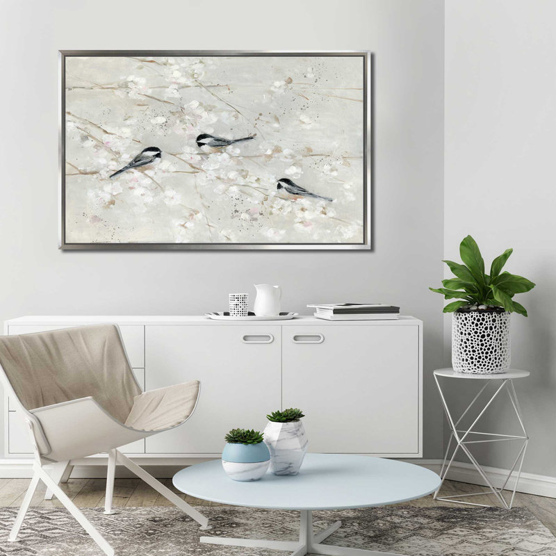 Nature's Confetti II par - Peinture, Cadre flottant argent, H 31,5 po x l 51,5 po x P 2 po