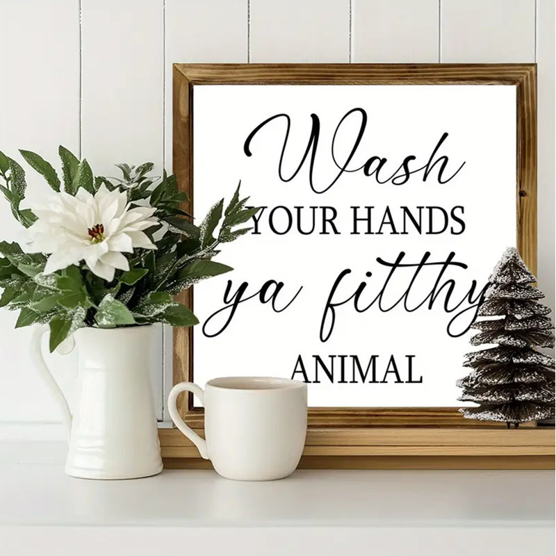 «Wash Your Hands», impression murale encadrée rustique rétro 8 x 8 po
