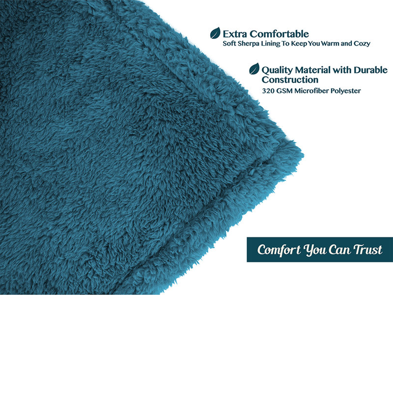 Sea Blue Sherpa Fleece Plush Throw Blanket 50x60