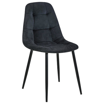 Garrettsville 46cm H Tufted Velvet Upholstered Upholstered Back Side Chair in Black