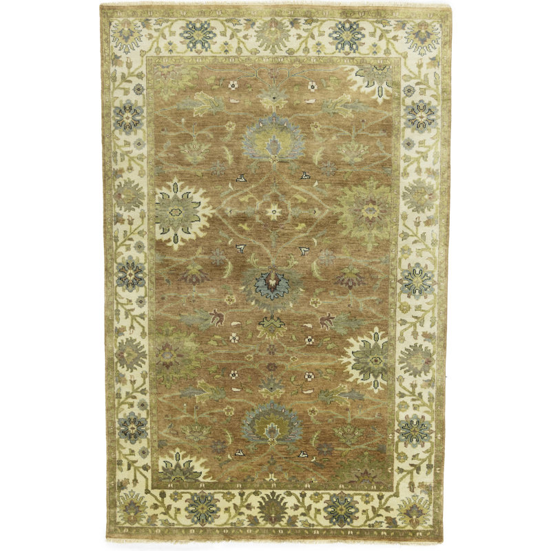 Tapis oriental Osh Chobi à motif floral rouille clair 5 x 8, Rouille claire, Rectangle de 5 pi x 8 pi