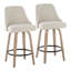 Tabouret de comptoir à hauteur fixe cloutée 27 po avec pieds en bois courbé et repose-pieds rond - ensemble de 2-122027064-122026472