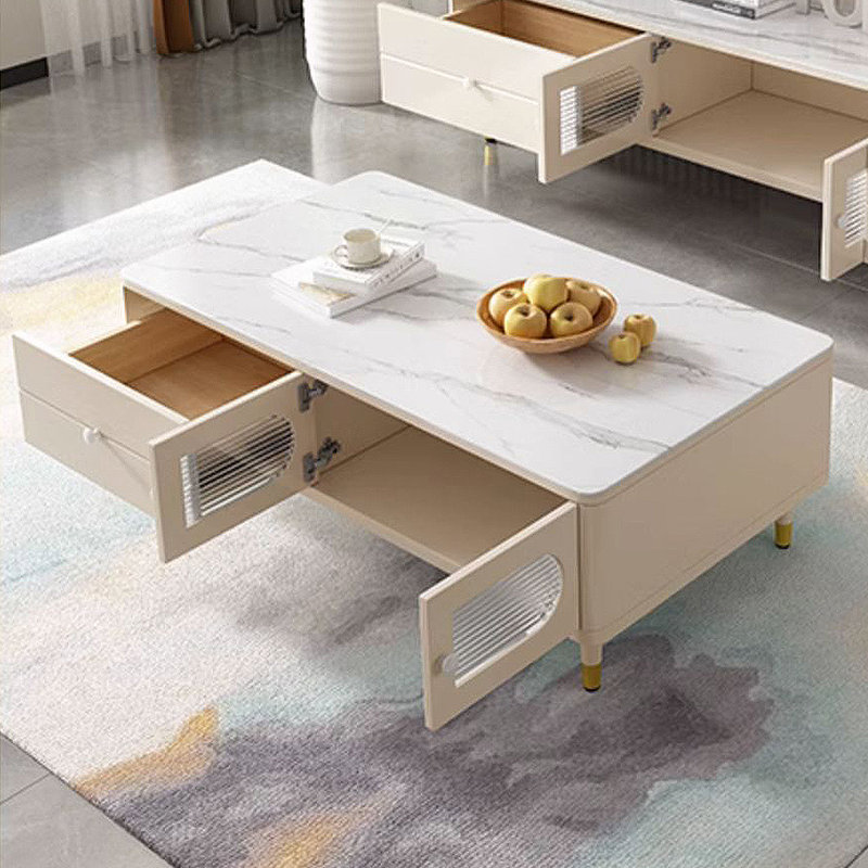 style simple exquisite rock plate tea table, 16.54" H x 51.18" L x 27.56" W